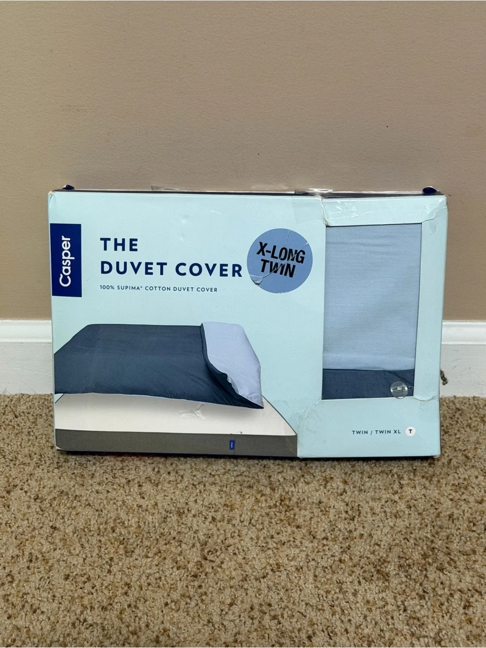 Casper X-Long Twin Duvet Cover in Light Blue